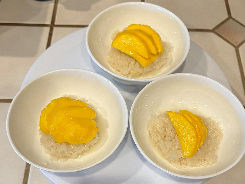 Chef Ena Sticky Rice Mango Dessert 3 plates